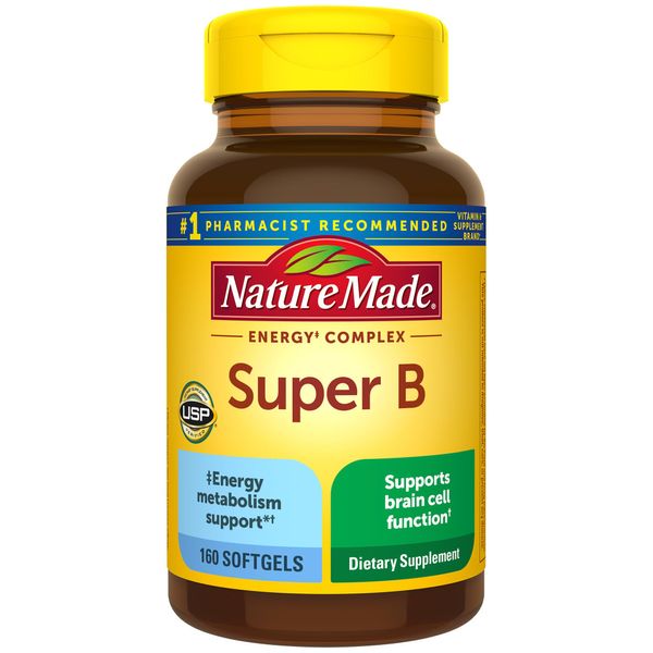 Nature Made Super B Energy Complex, Dietary Supplement for Brain Cell Function Support, 160 Softgels, 160 Day Supply