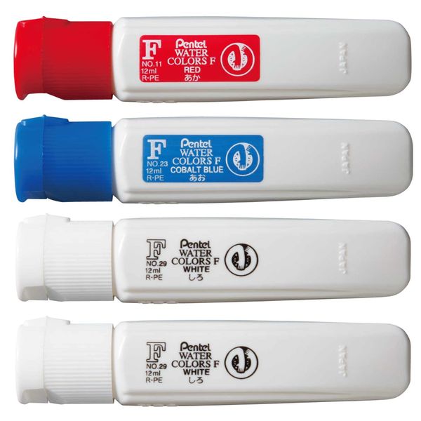 Pentel AMZ-WFCT-4B 3 Colors (2 White) Set, Red, Blue, 2 White