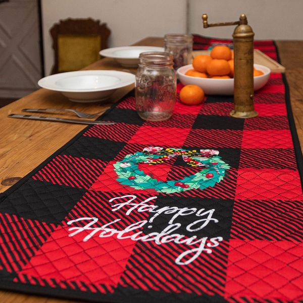 Happy Holidays with Maryland Wreath (Quilted) / Table Runner - 1