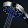 Hotel Spa 3 Colors LED Hand Shower with Temperature Display, Chrome, 4.25"
