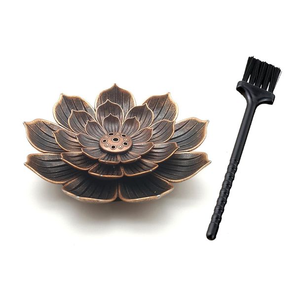 ZiSyouMa Incense Burner, Incense Burner, Lotus Flower, 3-Layer Incense Plate, Buddhist Altar Plate, Incense Stick Holder, Healing Incense Burner, Porous Alloy, For Tea Ceremony, Meditation, Yoga Classroom, Teahouse, Office, Sleeping, Study Room, Coffee Ho