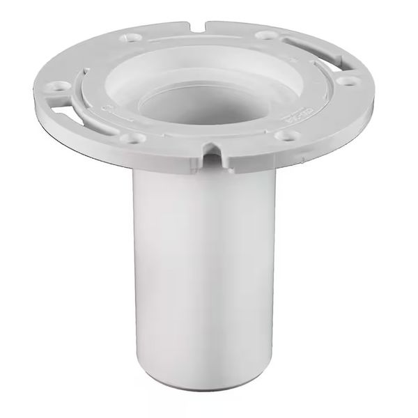 7 in O.D PVC Closet (Toilet) Flange w/6 in Long Barrel and Plastic Adjustable