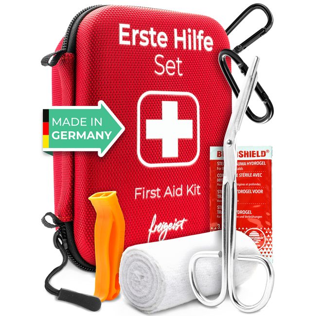 Erste Hilfe Set Outdoor - Inhalte Deutsche DIN 13167 + Burncare + Notfallpfeife, First Aid Kit Outdoor, Erste Hilfe Set Fahrrad, Erste Hilfe Set Wandern, Reiseapotheke gefüllt von freigeist