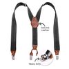 35mm (1.5inch) Y Shape Braces Genuine Leather Trimmed, Plain Dark Grey
