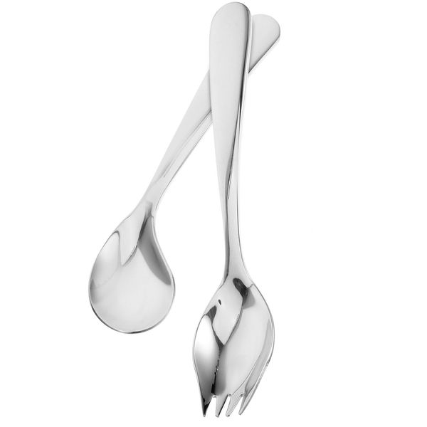 JECOMPRIS 1 Set of Adaptive Utensils for Elderly Right Handed Angled Spoons Stainless Steel Curved Spoon Spork Anti Shake Self Feeding Cutlery Utensil for Disabled People Elderly