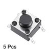 sourcing map 6x6x5mm Momentary Panel PCB Surface Mounted Devices SMT Mount 4 Pins Push Button SPST Tactile Tact Switch 5PCS