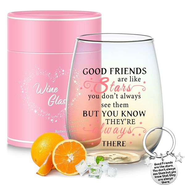 Yalucky Friendship Gifts Wine Glasses Drinking Personalised Birthday Gifts for Friend Men Special Friend Gifts Leaving Gifts for Colleague Best Friend Sister Galentines Gifts