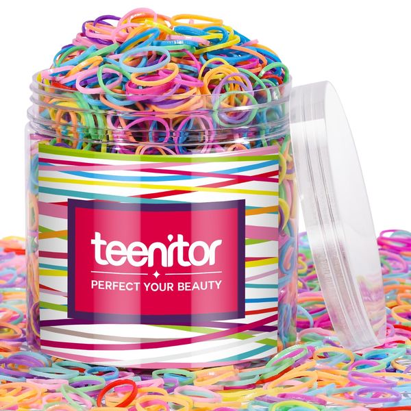 Teenitor Color Elastic Hair Bands, Hair Ties,2000pcs Multi Color Hair Holder Hair Tie Elastic Rubber Bands for Baby Girls