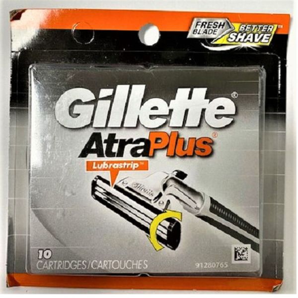 Gillette Atra Plus Refill Razor Blade Cartridges, 10 Count (Unboxed)