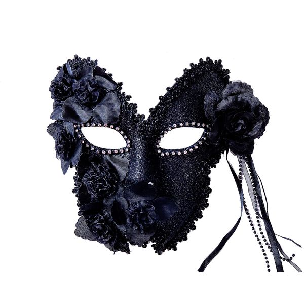 liweiyu Masquerade Mask for Women Shiny Rhinestone Venetian Party Prom Ball Metal Mask, White, 7.2in*6.5in