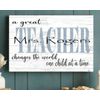Personalized Teacher Gift Plaque – “A Great Teacher Changes the World” | Custom