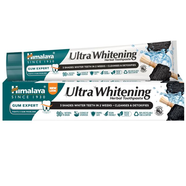 Himalaya Ultra Whitening Toothpaste Herbal Formulation with Activated Coconut Charcoal & Black Seed Oil 75 ml