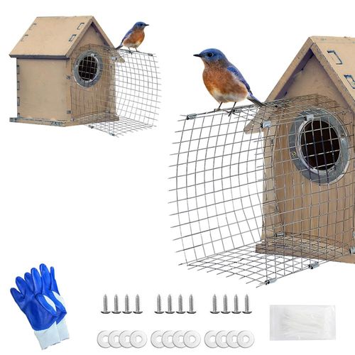 EROCK 2 Pcs Bluebird House Protector Guards, Stainless Bird House Hole Protector Metal Mesh Wire Entrance Guard for Eastern Bluebird Houses & Their Babies Safe (Square)