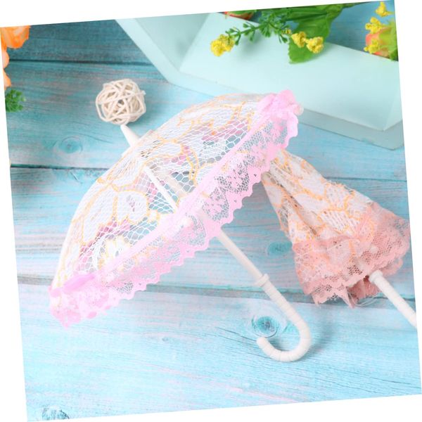 Totority Mini Umbrella Cute Doll Umbrella,15 Pcs Mini Parasol Toys Mini Lace Umbrella Beach Toys Small Parasol Prop Mini Vintage Umbrella Kids Play House Accessories Miniature Umbrella