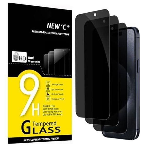 3 Pack Privacy Screen Protector for iPhone 15 Pro, iPhone 15 (6.1"), Balanced