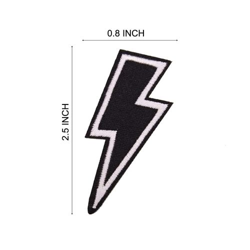 U-Sky Iron on Patches for Motorcycle Jackets, 3pcs Black Lightning Iron-on Patch, Sew on Appliques for Clothes Backpacks Jeans Bags Bedsheets to Cover Logo Rip Size 2.5x0.8inch