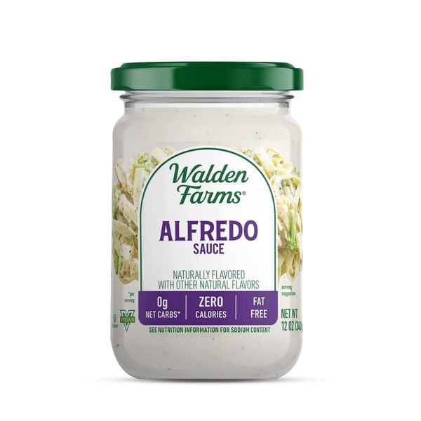 Walden Farms Light Alfredo Sauce, 12 oz. Jar - Thick & Creamy, Fresh and Flavorful, Vegan, Paleo & Keto Friendly, Non-Dairy Milk Substitute, 0g Net Carbs - Perfect for Chicken, Fish, Scampi, and More