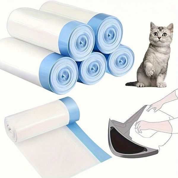 60 Pack Cat Litter Box Liner Waste Bags 10L Drawstring Litter Liner Bags Liner