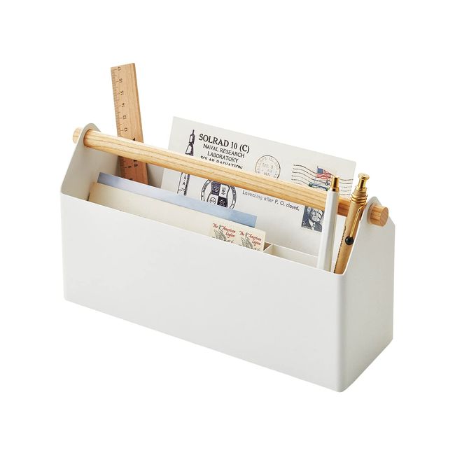 Yamazaki 4152 Storage Box, White, Approx. W10.6 x D 3.3 x H 5.3 inches (27 x 8.5 x 13.5 cm)