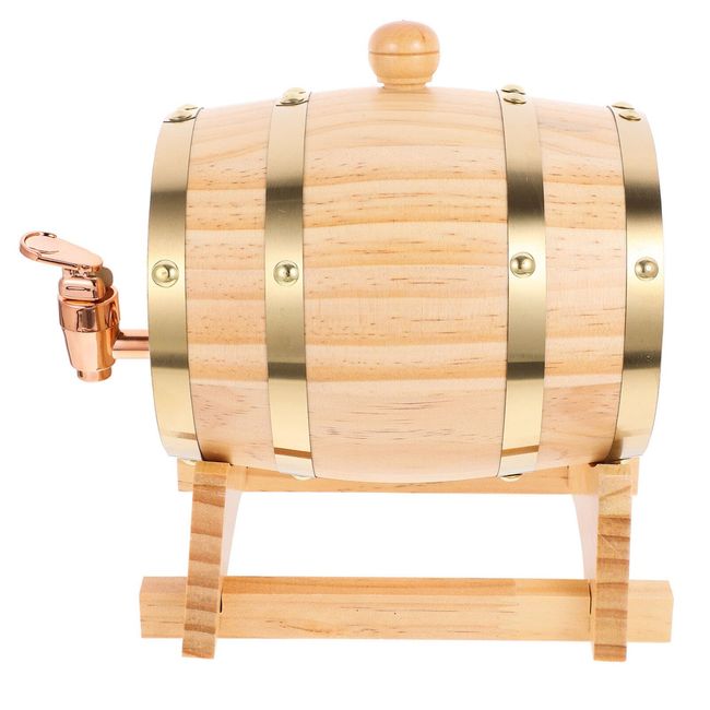 VILLCASE Whiskey Barrel Dispenser Oak Aging Barrels with Stand and Spigot Home Whiskey Barrel Decanter Small Wine Container for Wine Spirits Beer Liquor Bourbon