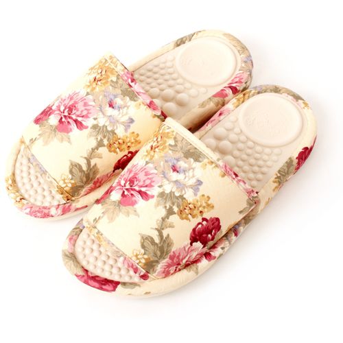 Salad Bowl SB2344-2533, Flower Pattern, Washable, Health Slippers, Made in Japan, beige