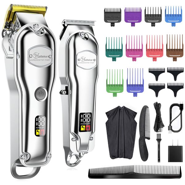 Hatteker Hair Clipper for Men IPX7 Waterproof Cordless Barber Clipper for Hair Cutting Kit with T-Blade Trimmer Beard Trimmer Kids Clipper Professional USB Rechargeable