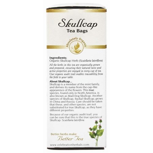 Celebration Herbals - Organic Skullcap Herb Herbal Tea - 24 Tea Bags