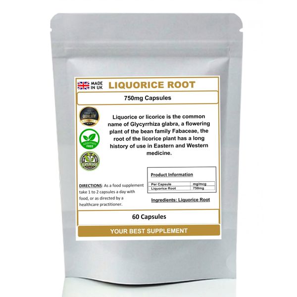 Liquorice Root Capsules 750mg (100% Pure No Additives) (60)