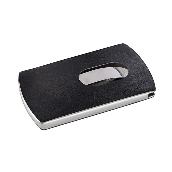 SIGEL VZ121 Business Card Case "Snap", leather look, Black/silver, for up to 12 cards (max. 91x57 mm)