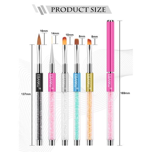 5 pezzi Pennelli Unghie Gel per Nail Art, Acrilico UV per Nail Art Pennello, EBANKU Pennelli gel Professionali Design fai da te e per uso Domestico