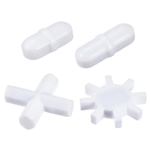 uxcell Magnetic Stirrers Mixer Stick Bar Rod Cross Gear Ring Shape Magnetic Sheath White Laboratory 4 in 1 Set