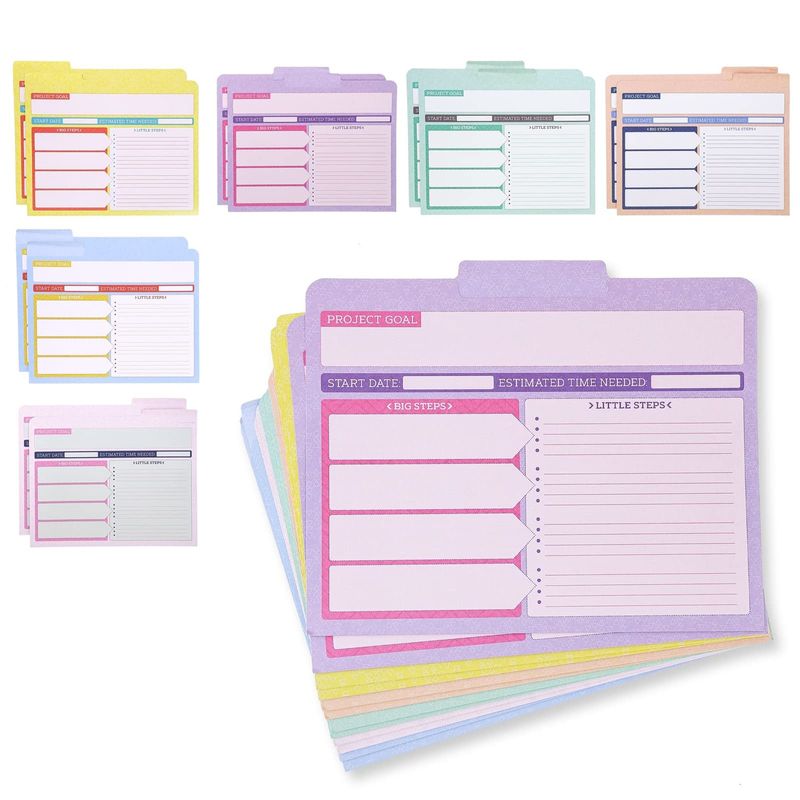 Set of 12 Project Management File Folders with Notes Section, 1/3 Cut ...