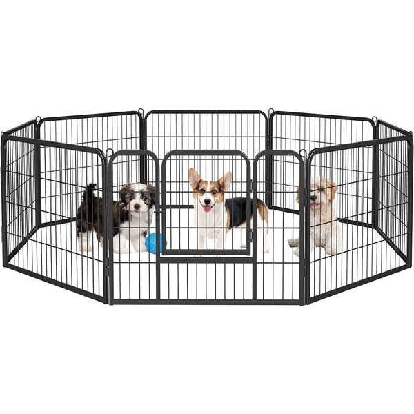 Topeakmart 8 Panel 24-inch Dog Pen Playpen-Heavy Duty Metal Pet Play Pens