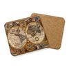 Vintage Old World MAP #3 Drinks Coaster MAT HARDBOARD Square Set X4