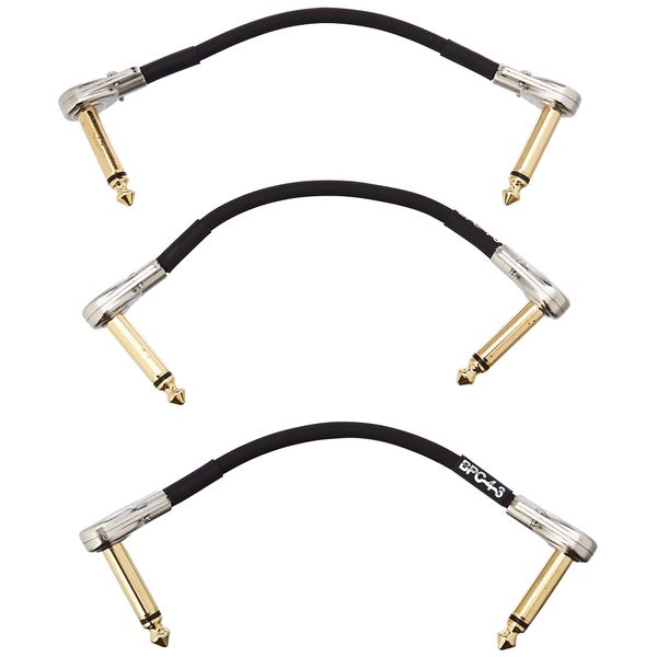 BOSS BPC-4-3 – THREE PACK 4in/10cm length – Space-saving pedal patch cable with slimline pancake plugs for pedalboards