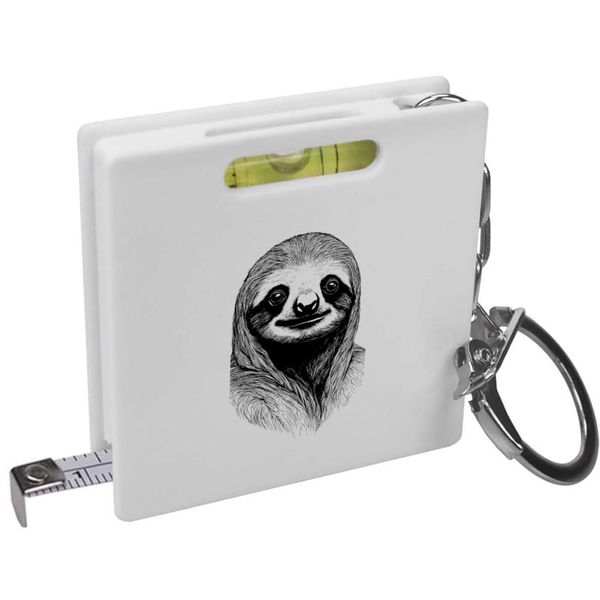 Azeeda 'Cute Sloth Face' Keyring Tape Measure/Spirit Level Tool (KM00036139)