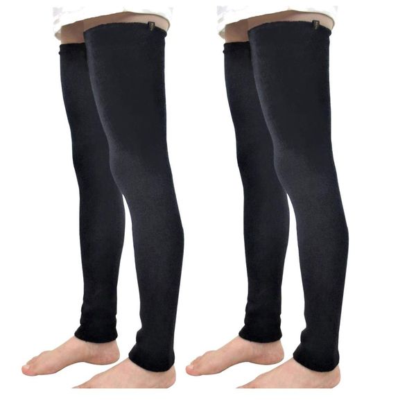 mite [Leg Warmer- Long, Extreme Warm] Meete Super Long Leg Cover, Set of 2, Black, Wash Change Set, Length 27.6 inches (70 cm), Ankle to Thigh, Thermal Insulation, Cold Protection, No Pinching, No