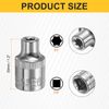 sourcing map 2pcs E-Torx Socket 3/8" Drive E6 External Torx Deep Socket CR-V 6 Point Spline Socket Star Female Bit Socket for Auto Repairs Home Maintenance DIY Hand-Making 1.2" Length