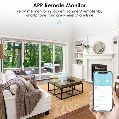 Monitoraggio della Temperatura di Umidità WiFi, Sensore Wireless per Interni, Termometro Igrometro Intelligente per Monitor Remoto e Allarme con App Tuya