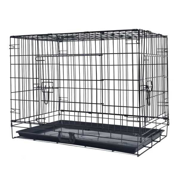 Sunpercy Foldable Pet Cage for Small to Medium Size with Tray