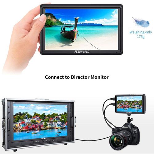 FEELWORLD FW568 V3 Monitor, Full HD 1920x1080 IPS, 6 inch DSLR Camera Monitor, Focus Assist, Waveform LUTS Video Peaking, with 4K HDMI 8.4V DC Input Output + Tilt Arm + NP750 Battery