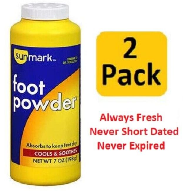 Sunmark Medicated Foot Powder 7 oz ( 2 pack ) Free Shipping