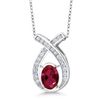 925 Sterling Silver Created Ruby Pendant Necklace For Women | 1.68 Cttw | 