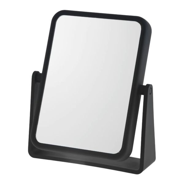Danielle Creations 6.75-Inch Magnifying Vanity Makeup Mirror Rectangular Soft Touch Finish with 7X Magnification and 360 Swivel, Black