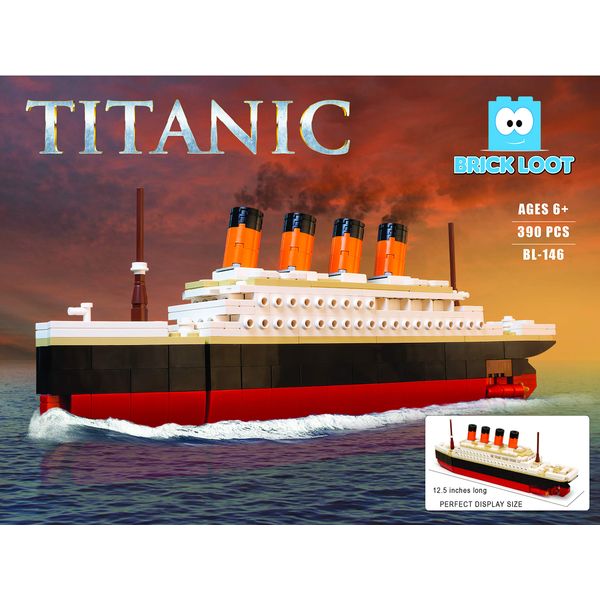 Brick Loot Titanic Model Building Bricks Set for Kids and Adults -100% Compatible with Most Toy Building Sets - Original Building Block Creator Kit for Beginners (Large, 390 Pieces)