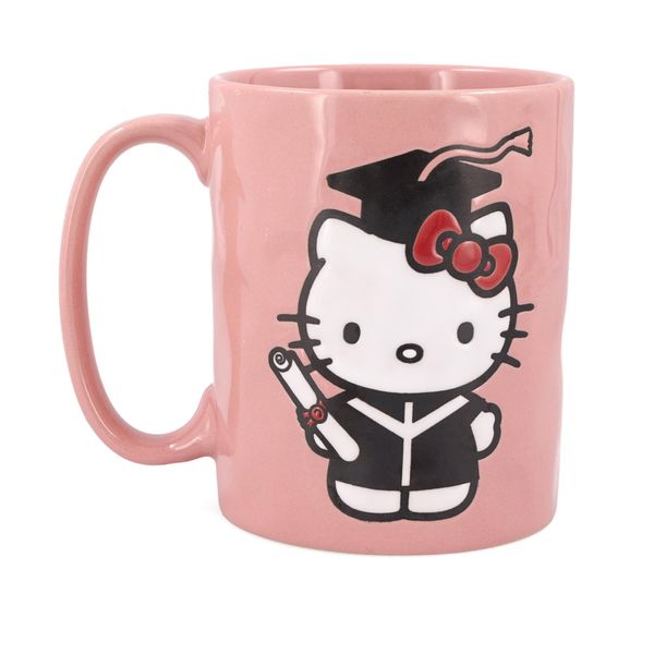 Silver Buffalo Hello Kitty Graduation Wax Resist 17.5oz Pottery Ceramic Mug