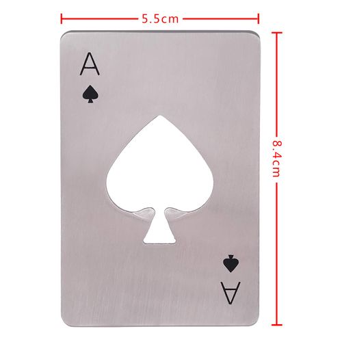 Bottle Openers, Ace of Spades, Credit Card Size, Stainless Steel, Silver