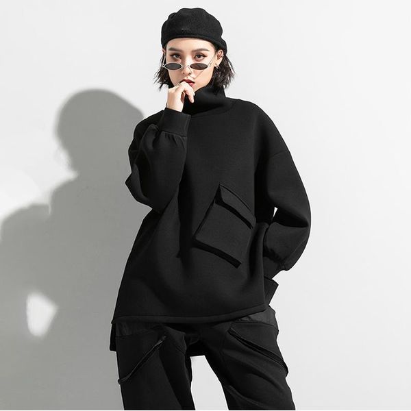 Tamaka Pocket Turtleneck Long Sleeve Shirt - Black / One Size