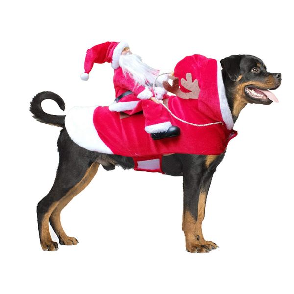 BWOGUE Santa Dog Costume Christmas Pet Clothes Santa Claus Riding Pet Cosplay Costumes Party Dressing up Dogs Cats Outfit for Small Medium Large Dogs Cats