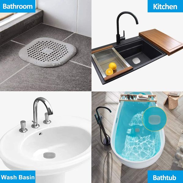 Hair Catcher for Bathroom, Kitchen Foldable Silicone Filter, Shower Drain Cover Hair Catcher, Used For Bathroom Shower, Bathtub and Kitchen, With Suction Cups, Easy to Install and Clean (white)